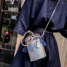 Модные женские сумки для женщин Круглый кольцо хит цветной чехол кисточкой сумка повседневное мини цилиндр Crossbody Сумочка Женская#2