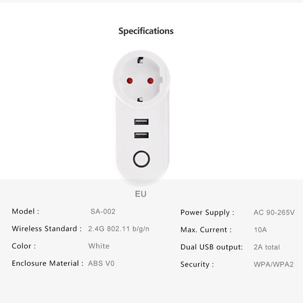 Умный Wi-Fi Разъем питания ЕС Plug Switch для Amazon Alexa/Google Home контролируется бесплатным приложением может настроить обратный отсчет