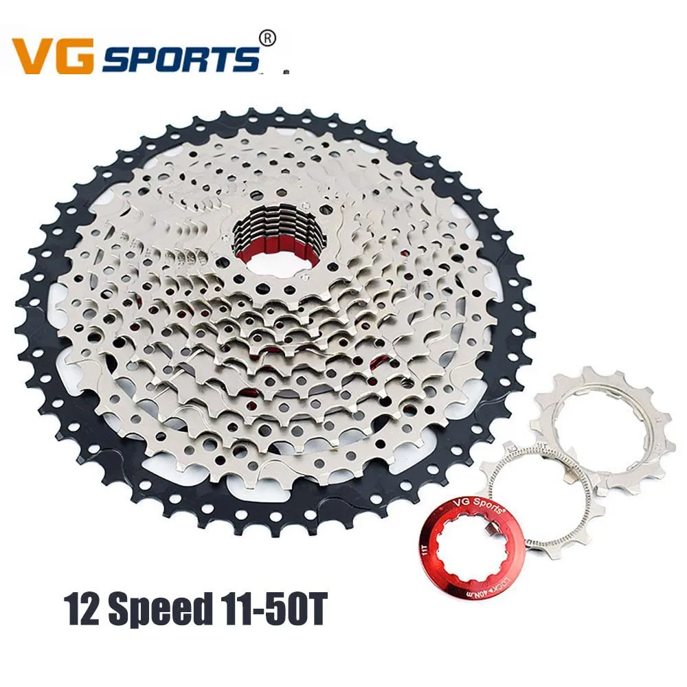 

VG Sports 12 Speed 50T Highway Bike Cassete Freewheel Black MTB Silver Rotating Bicycle Flywheel Riding Equipment Parts 613g