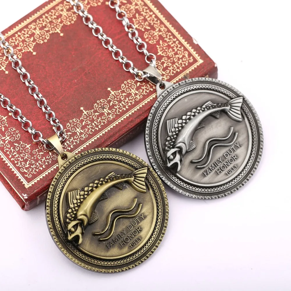 H & F Горячая песня Льда и Огня игра Дом Талли реки рыбы логотип ожерелье с