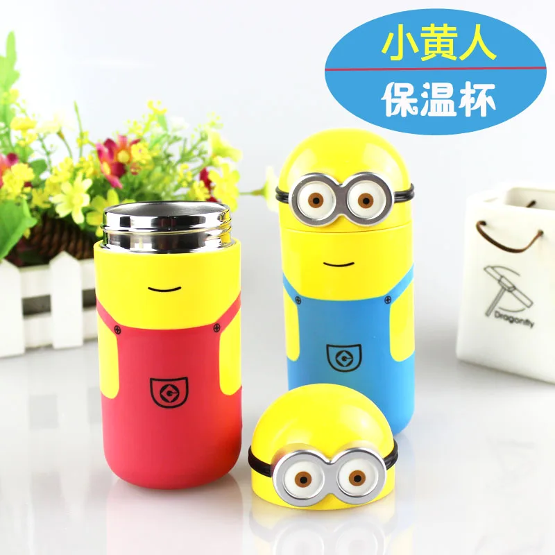Small Cute Minion Thermos Flask Stainless Steel Kids Thermos Child