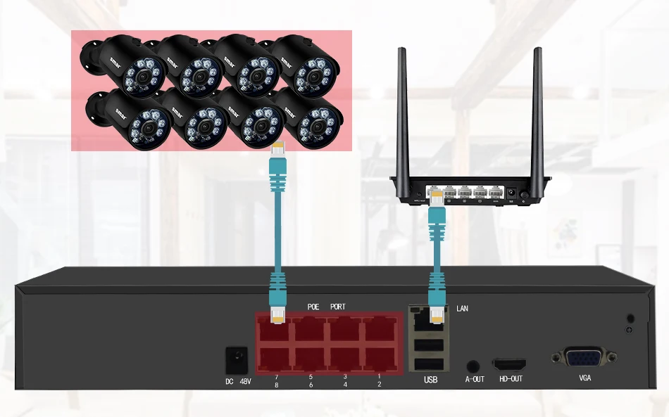 Smar Real Plug and Play H.265 4MP Security Camera System 8CH 4CH POE NVR Kit 4MP POE Bullet IP Camera CCTV Surveillance System (5)