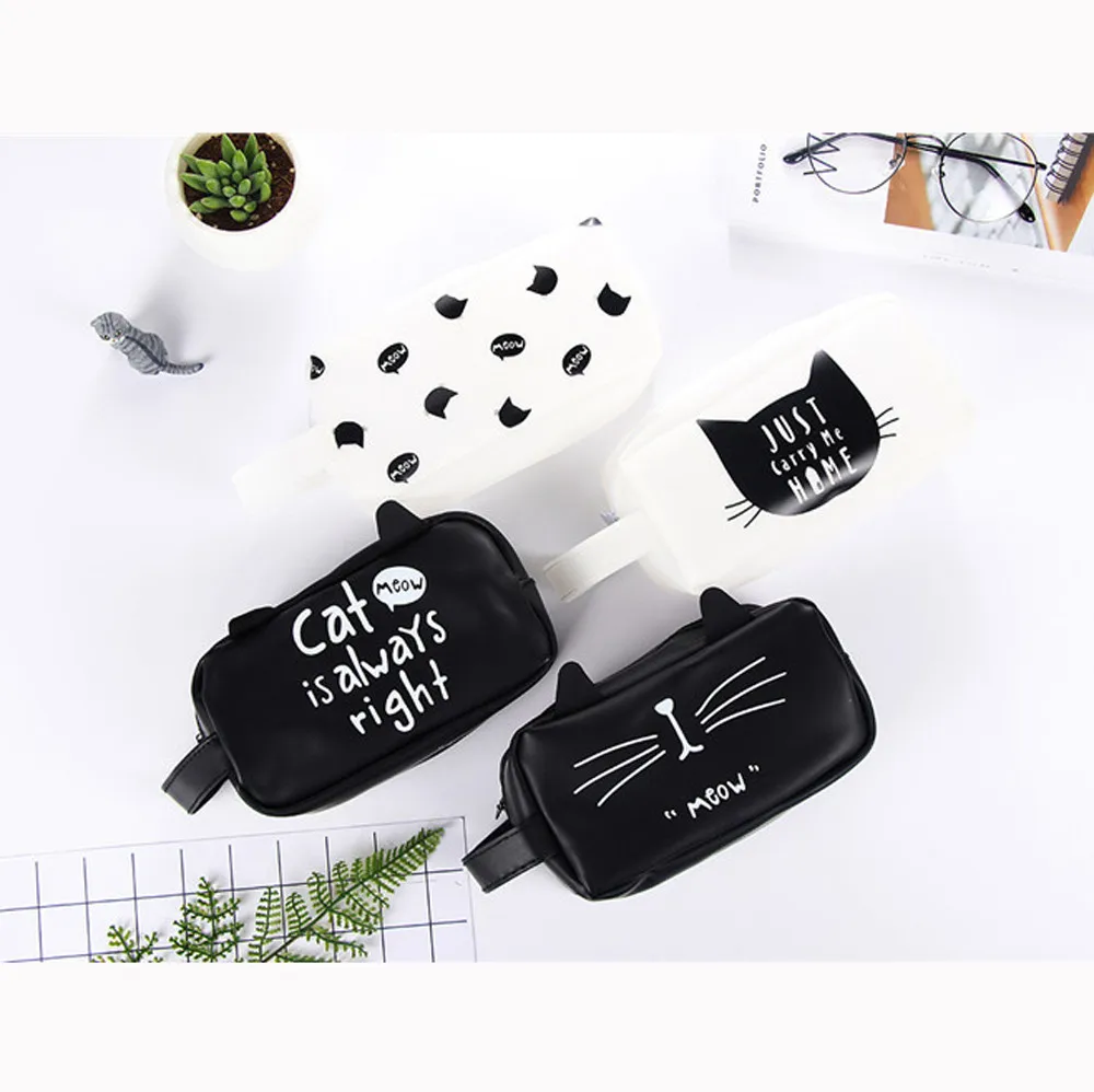 

Novelty Silica gel Portable Cat Coin Pencil Case Purse Bag Wallet Pouch Keyring pencil pen holders for students new A30