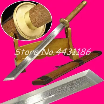 

Copper Fitting Chinese KungFu Broadsword Dao Sword Full Tang Damascus Steel Blade Sharp Qing Dynasty Jinyi wei Broad knife