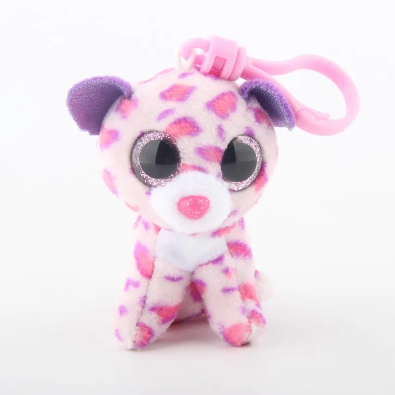 

Ty Beanie Big Eyes Plush Pink Leopard Keychain Toy Doll TY Baby Kids Gift