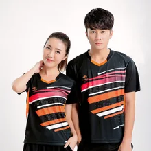 Быстросохнущая рубашка для бадминтона с бесплатной печатью для женщин/мужчин, теннисная футболка, футболка для настольного тенниса, одежда для бадминтона, рубашка 5068