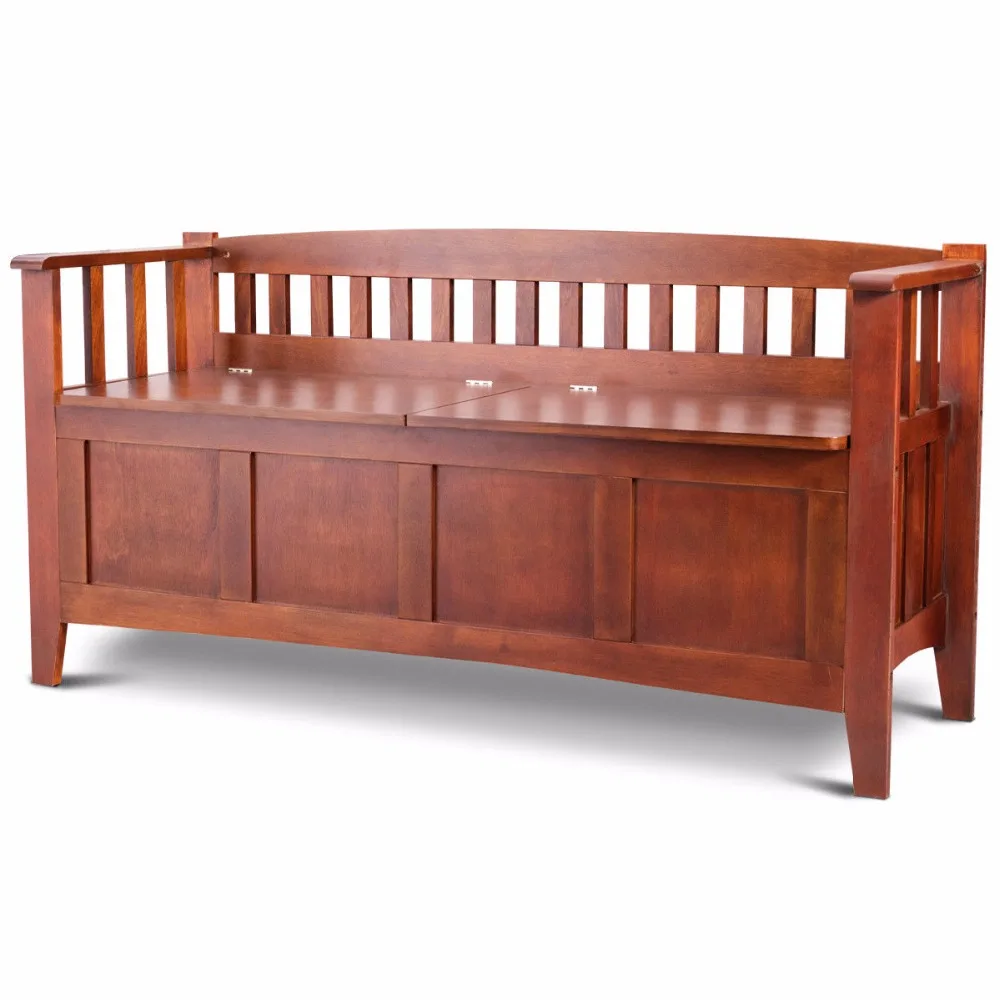 Giantex Brown 32 Gallon Solid Wood Entryway Storage Bench Home W/Short Split Seat Home Furniture HW58546 Giantex Brown 32 Gallon Solid Wood Entryway Storage Bench Home W/Short Split Seat Home Furniture HW58546