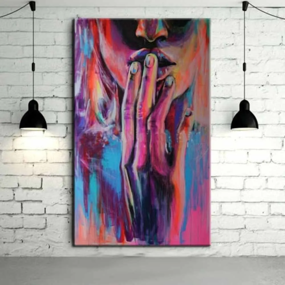 

Hand Painted Abstract Figure Canvas Woman Finger Oil Painting Abstract Nude Girl Wall Pictures Living Room Bedroom Wall Decor