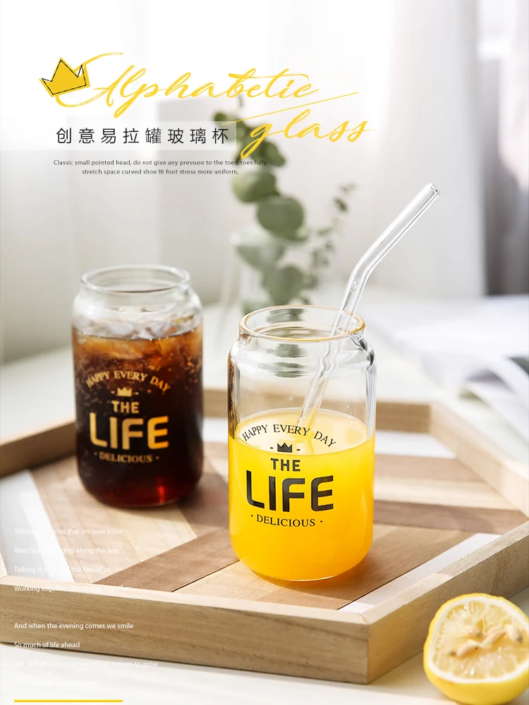 350ML Creative Cola Can Fruit Juice Milk Glass Water Cup Coffee Mugs Heat-resistant Cold Ice Cream Drink Cups Home Bar Supplier