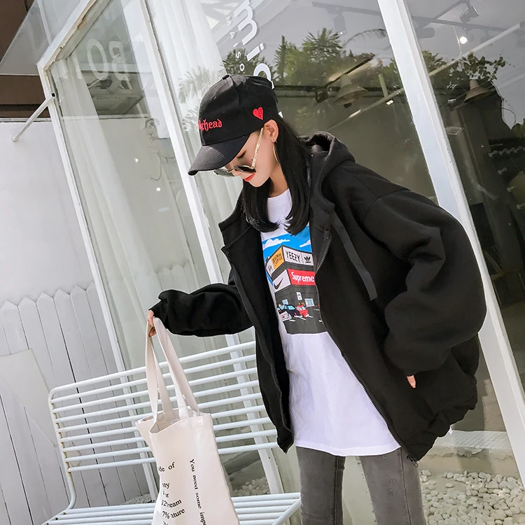 Женские толстовки в японском стиле Harajuku Ulzzang Повседневная Свободная Толстовка с