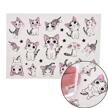 

1 Sheet Body Art Water Transfer Fake Flash Taty Stickers Kawaii Cat Cute Emotion Butterfly Temporary Tattoo Sticker