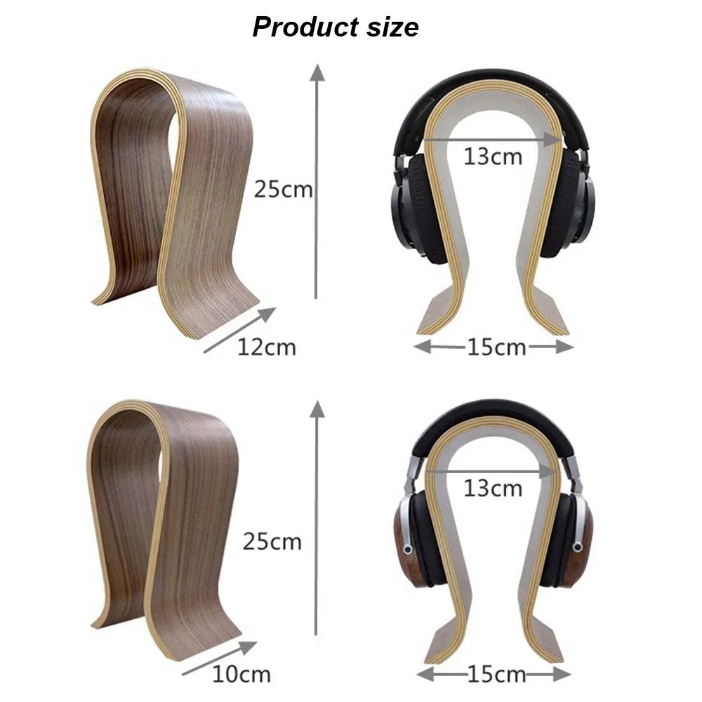JIINSERTA U Shape Wooden Headphones Stand Holder Universal for Sony Headset Desk Display Shelf Rack Hanger Stand Bracket