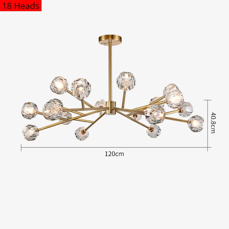 Хрустальная люстра Гостиная украшение освещения подвесной светильник Обеденная лампа/9/12/15/18 головок золото/черный с светодиодный лампы