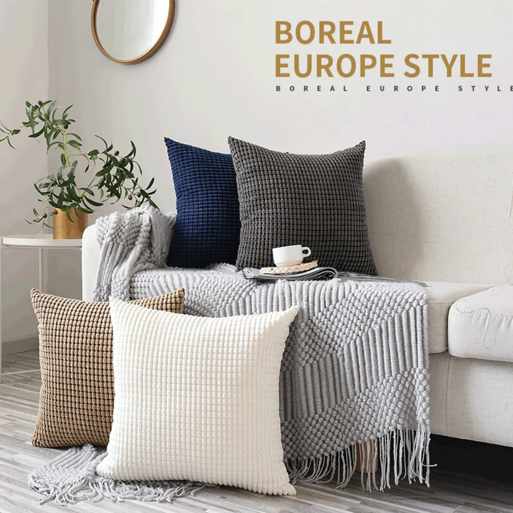 

Nordic Style Corduroy Cushion Covers Corn Kernels Fabrics Solid Color Pillow Cover Sofa Bed Back Cover 45*45cm