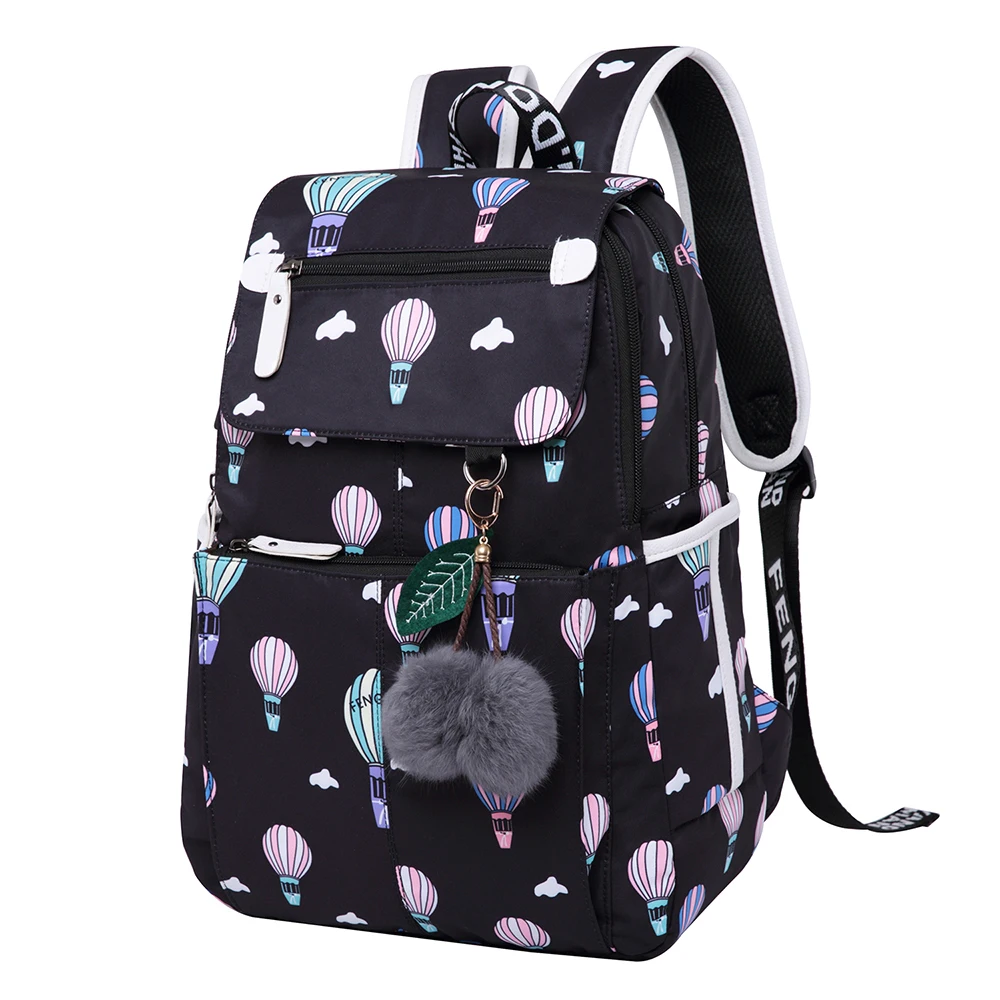 

2018 New Emoji Floral Women Backpack Fashion Best Travel Work Laptop Backpacks Female White Black Color Soft Mochila Bagpack