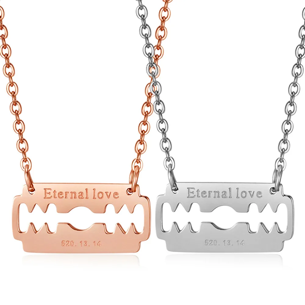 

2018 Fashion Silver Rose Gold Color Razor Blade Necklace for Women Eternal love Clavicle Chain Girlfriend Birthday Holiday Gift