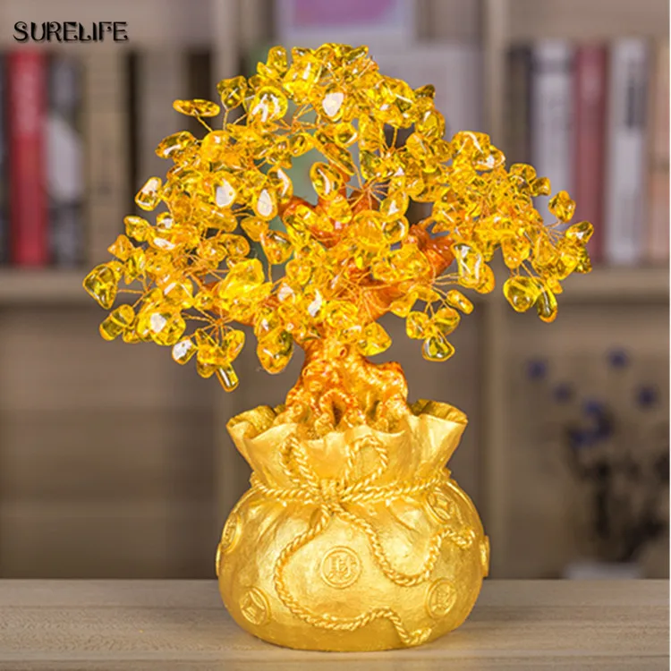

Tall Mini Crystal Money Tree Bonsai Style Wealth Luck Feng Shui Bring Wealth Luck Home Decor Birthday Gift