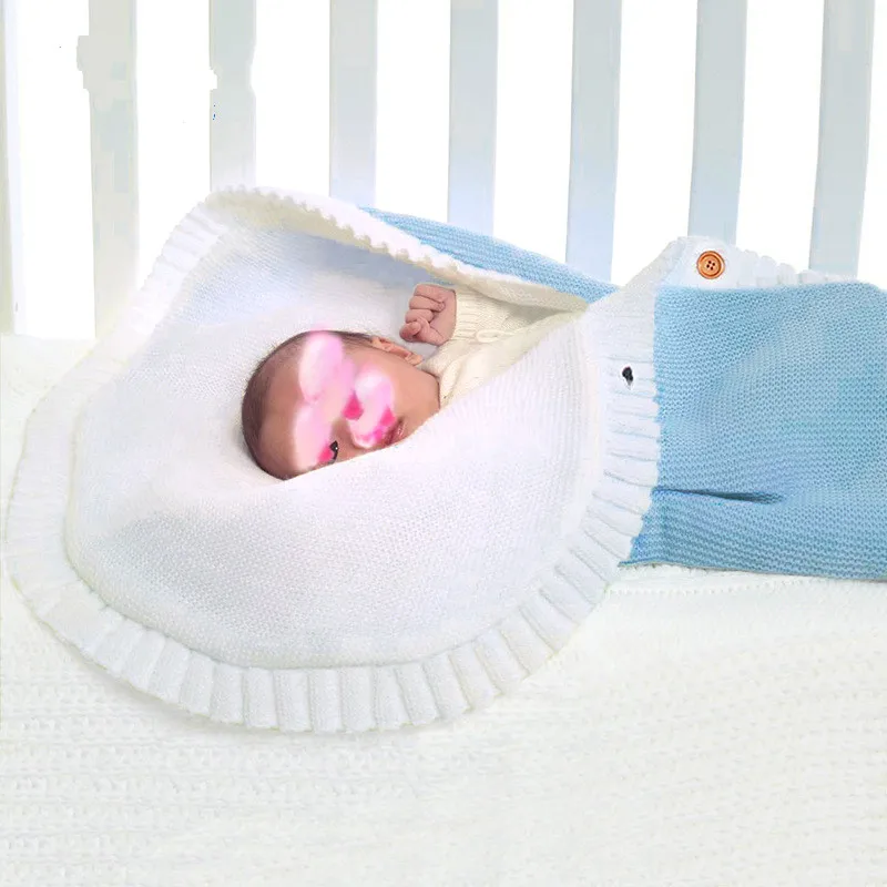 Newborn Baby Infant Sleeping Bag Acrylic Fibers Swaddle Wrap Thick