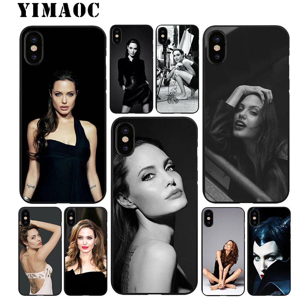 YIMAOC Angelina Jolie роскошный мягкий черный силиконовый чехол из ТПУ для iPhone X или 10 8 7 6 6S