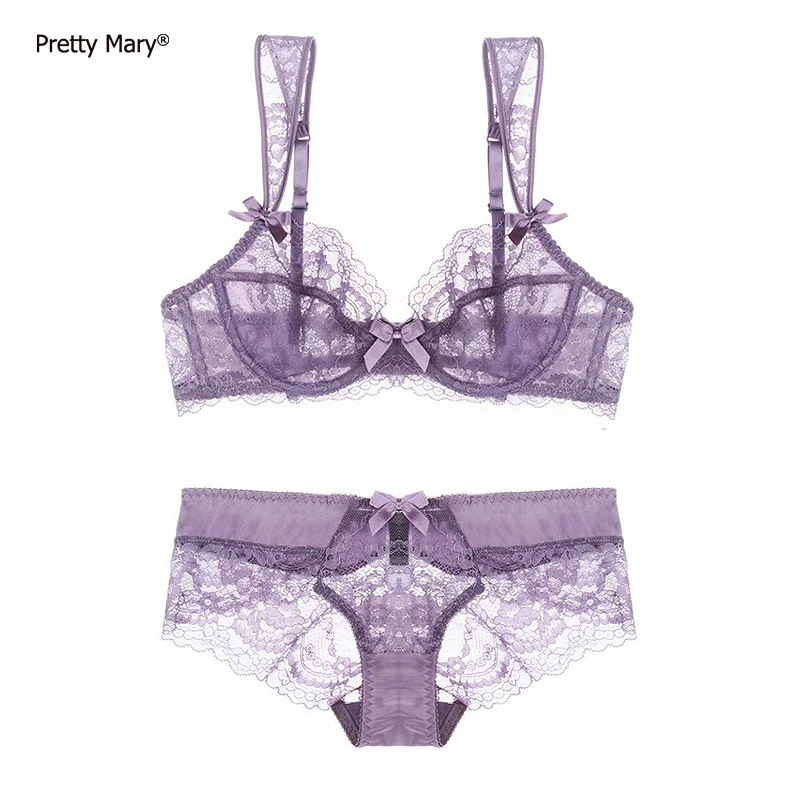 Pretty Mary Women Lace Ultra thin Bra Sexy See Through Bra