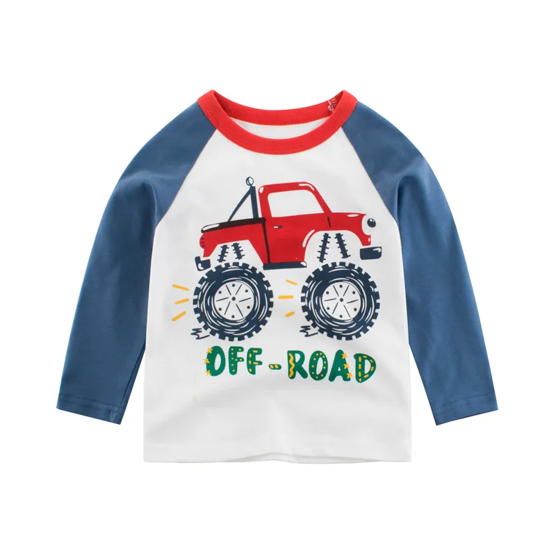 Kids Boys T Shirt Car And Dinosaur Print Long Sleeve Baby Girls T-Shirts Cotton Children's T-Shirt O-Neck Tee Tops Boy Clothes