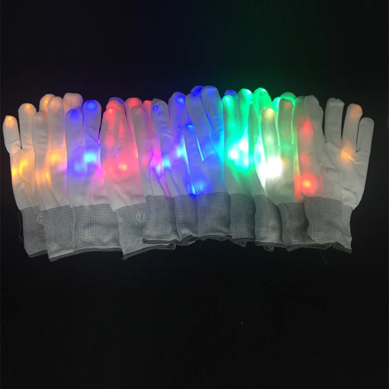 

1 pair LED Light Glowing Gloves Colorful Luminous Flashing Toys Gloves Halloween Stage Costume Holiday Events Party Supplies