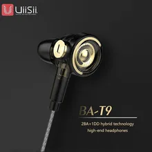 UiiSii BA-T9 2BA+ 1DD 6 драйвер гибридная технология монитор HiFi DJ бас стерео с микрофоном наушники для iPhone xiaomi