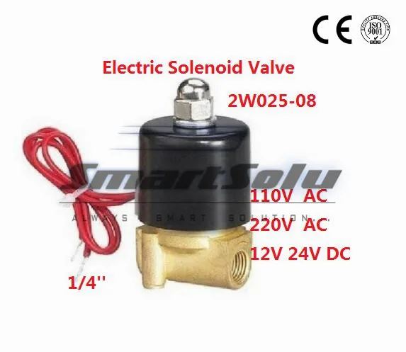 

Free Shipping 5PCS Direct Acting 1/4" AC 110V Water Gas Solenoid Valve 2W025-08 VITON Seal