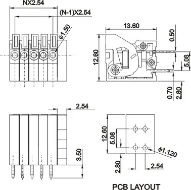 50 шт. DG141V-2.54 KF141 Безвинтовые кнопки типа клеммные блоки