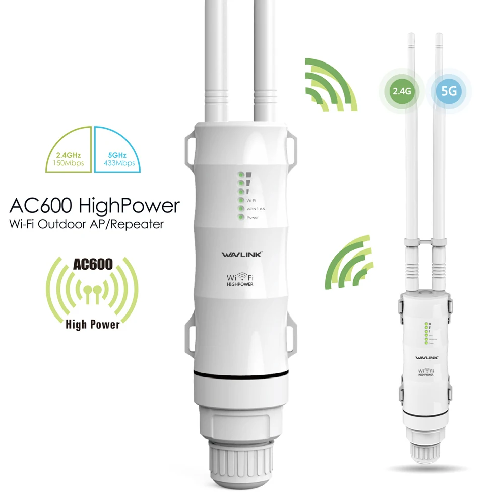 AC600 высокой мощности открытый Всепогодный 30dbm Беспроводной Wi-Fi маршрутизатор/AP ретранслятор 2,4G/5G большой диапазон внешняя съемная антенна ЕС