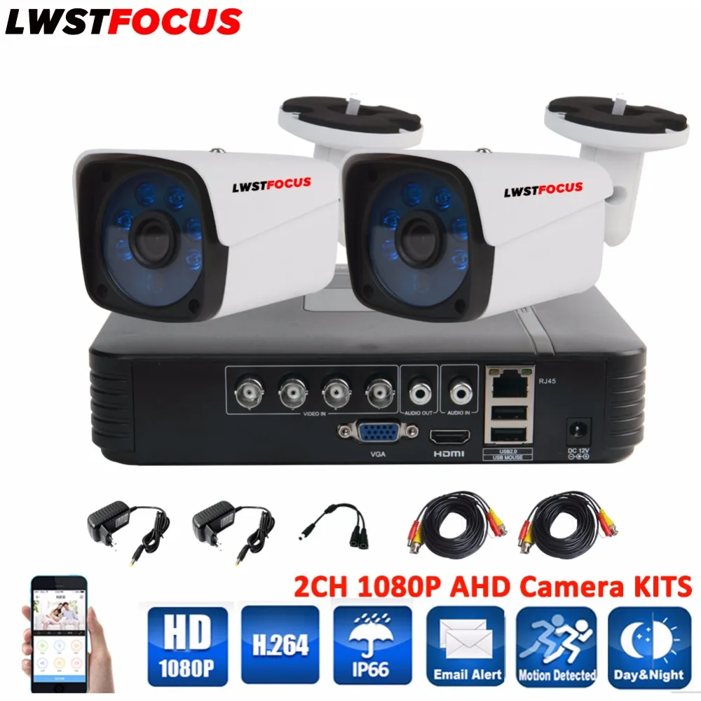 

LWSTFOCUS 4CH AHD 1080P DVR Security Camera System 2PCS 1080P Weatherproof Bullet Security Camera CCTV Home Surveillance DVR Kit