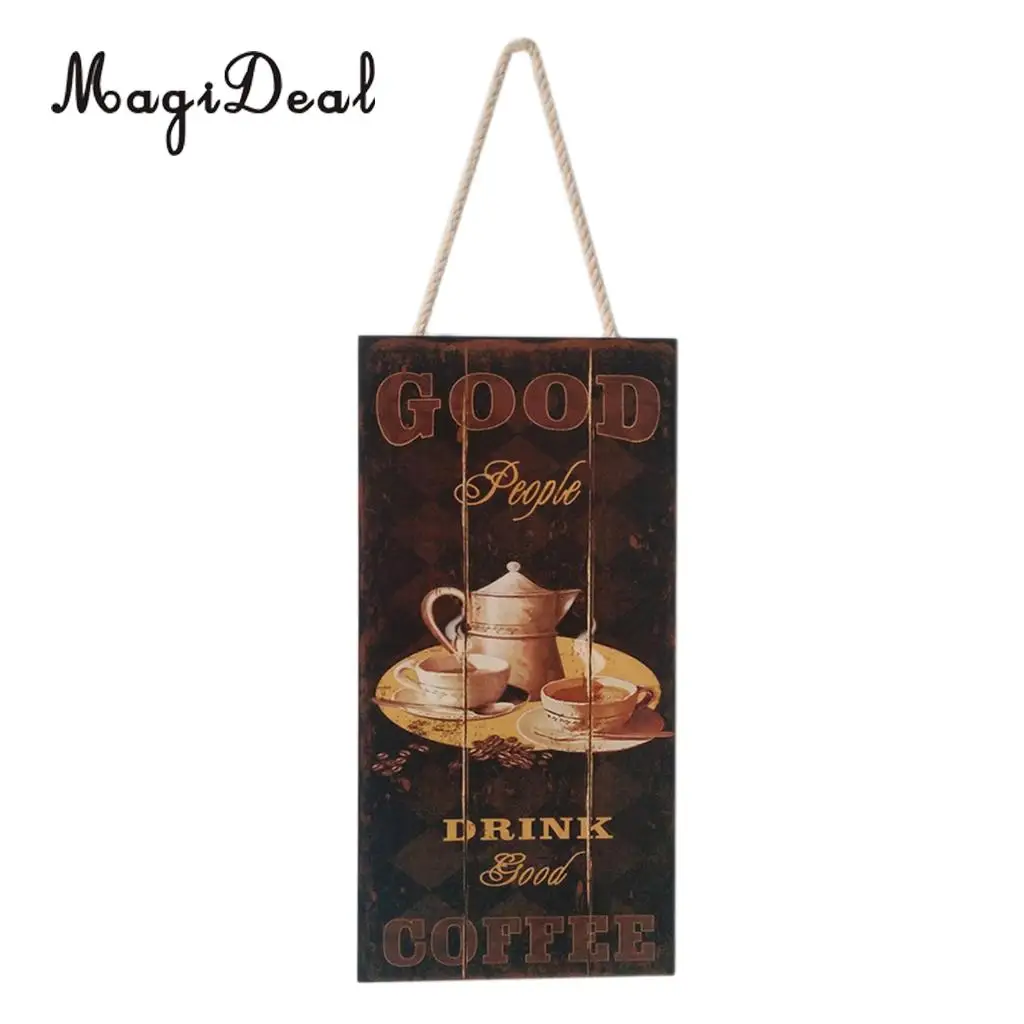 MagiDeal Cafe Bar Pub Kitchen Wooden Sign Dining Hall Coffee House Decor Sign Plaque Wall Plate Board Decorative Sign