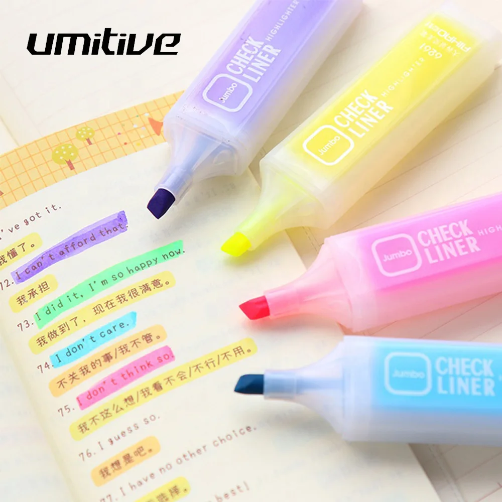 

Umitive 6 Colors Cute Candy Color Highlighter Pen Watercolor Marker Pen For Painting Book Coloring Office School Supplies