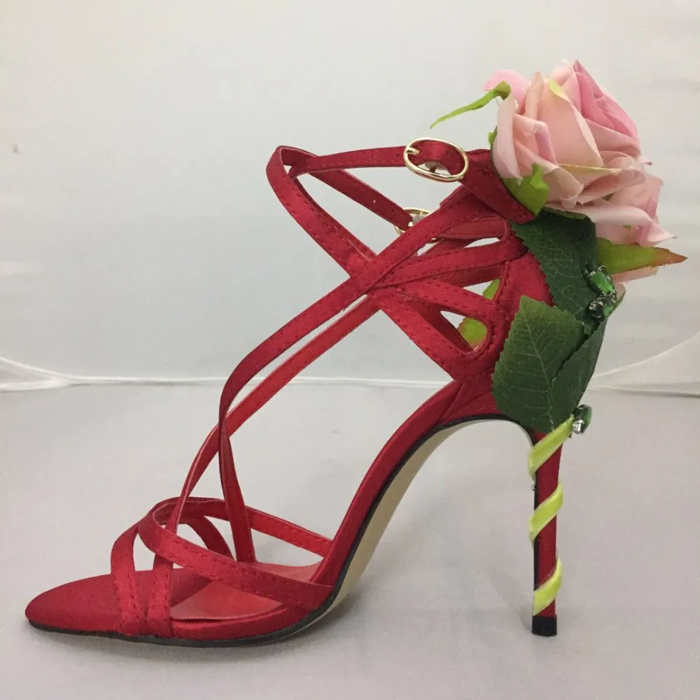 

Carole Levy Open Toe Open Toe Flowers Decor Stilettos Women Shoes Summer Lady Elegant T-stage Show Open Toe Pumps Fashion Sandal