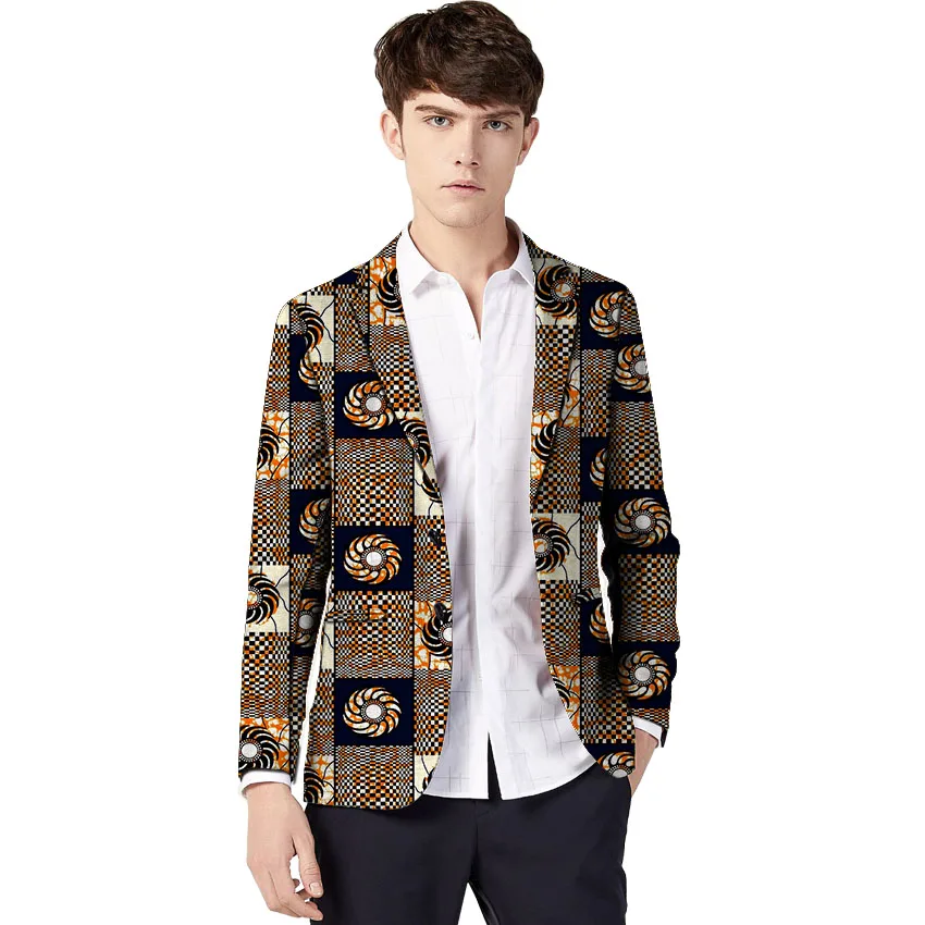 

African clothing men's print blazers Ankara patterns slim fit suit jacket male blazers casual men outer wear Plus Size