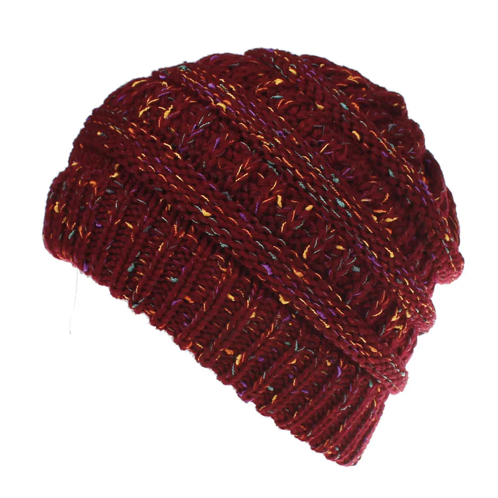 1 pcs/lot Autumn and winter hot spot knitting women's hats womdee Soft Knit Ponytail Beanie Warm Winter Hats For Women Str