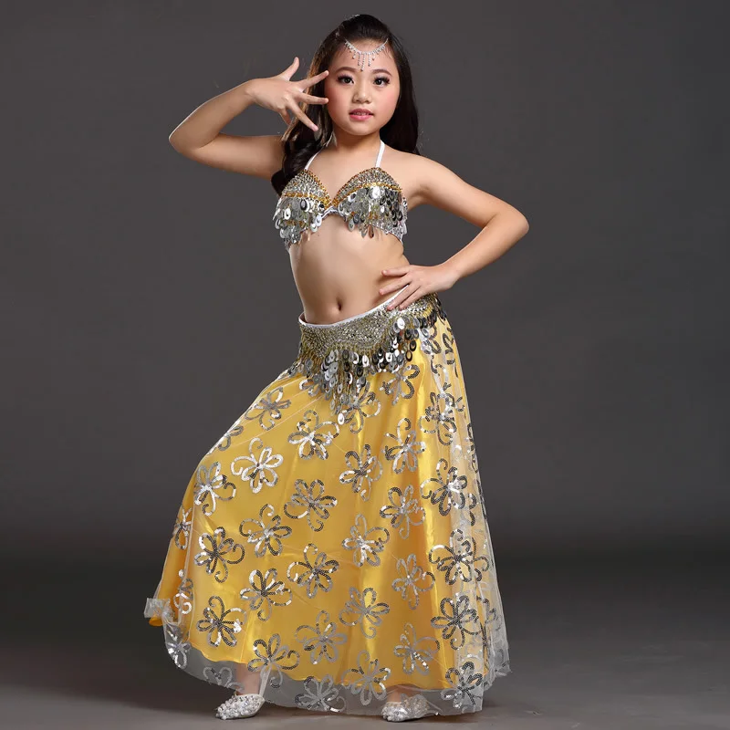 S832A# Kids Girls Belly Dance Costume Top,Belt,Skirt 8 Colors 