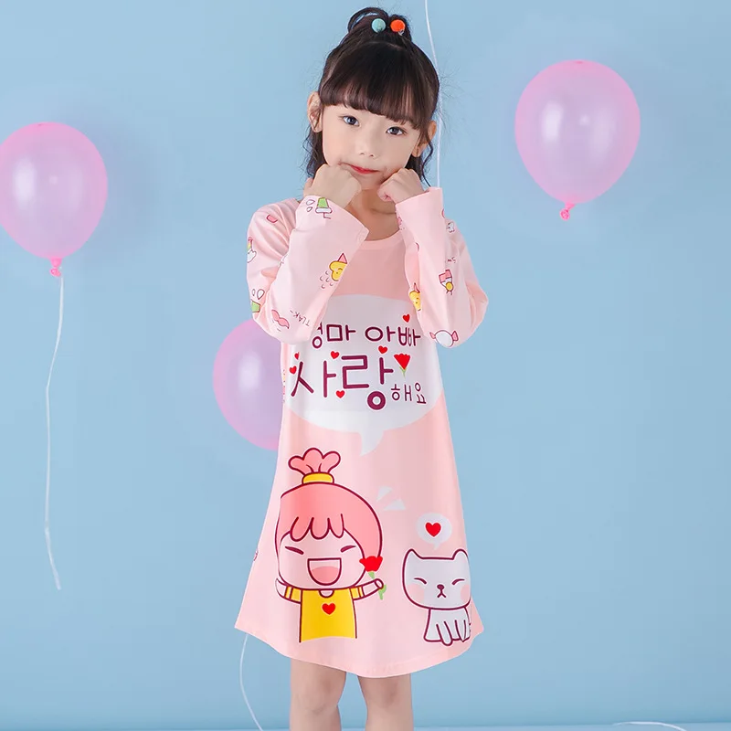 Для девочек ночная рубашка Весенняя мода принцесса мультфильм платья дети спят платье детские хлопковые ночные рубашки прекрасный подарок для девочки