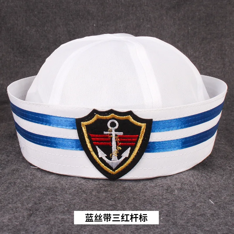Vintage White Captain Sailor Hats Military Caps Navy Army Hat with Anchor Cosplay Dress Accessories Adult Child Military Hats