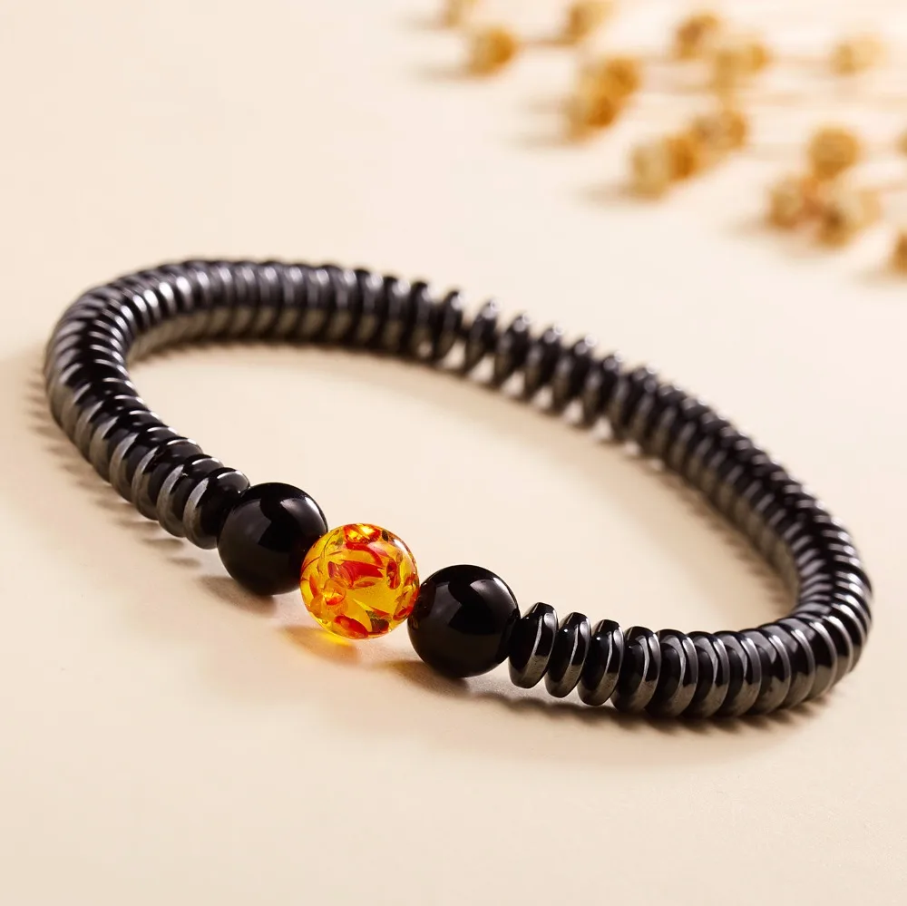 Модный минималистичный браслет из натурального камня мужской браслет из Гематитовых бусин крутые байкерские украшения аксессуары браслет в подарок