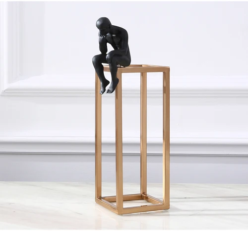 Thinker Rodin скульптура Золотая рамка из нержавеющей стали настольное украшение современная элегантная мягкая домашняя декоративная фигурка украшение - Цвет: C