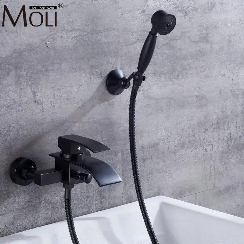 Wall Mounted Bathtub Faucet With Hand Shower Bath Shower Faucet Set Oil