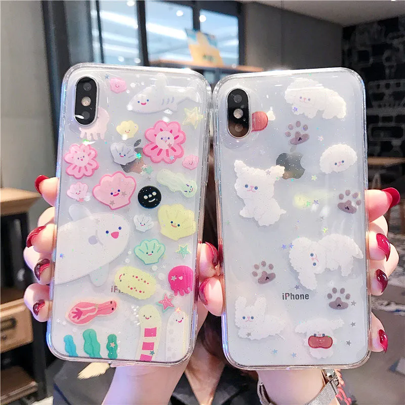 

Funny Sun Clouds Graphic Glitter Phone Cases for iPhone X 6 6S 7 8 Plus XR XS Max Girly transparent epoxy Soft Phone Back Cover