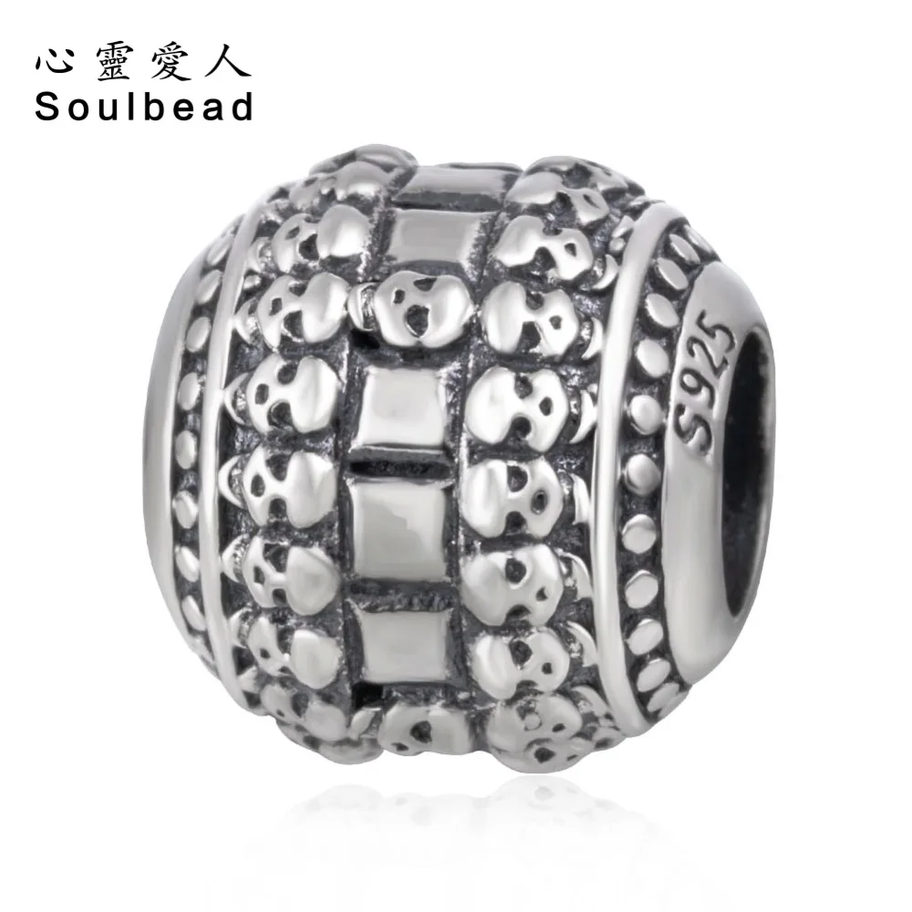 Бусины Soulbead европейские бусины в виде черепа для Хэллоуина серебро 925 пробы