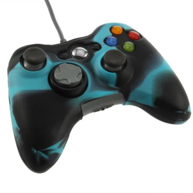 Синий камуфляж мягкий силиконовый чехол для Microsoft Xbox 360 контроллер|pouch|pouch pouchpouch case