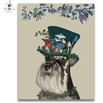 

Bearded polite dog DIY oil painting pictures by numbers animals with kits art pictures coloring by numbers for living room decor