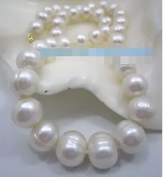 

18" AAA10-11MM SOUTH SEA NATURAL White PEARL NECKLACE 14K GOLD CLASP