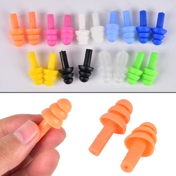 

2 Pairs Waterproof Silicone Ear Plugs Ear Protector Noise Reduction Protective Travel Swimming Earplugs Earmuffs For Sleeping