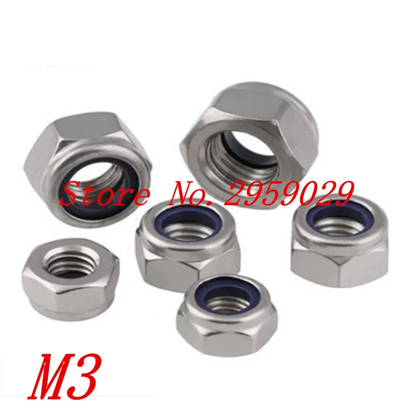

500pcs/lot DIN985 M3 Stainless Steel A2 Nylon Lock Nut