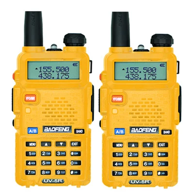 2 шт. Baofeng UV-5R рация UHF VHF Двухдиапазонный UV5R CB радио 128CH фонарик двойной дисплей FM трансивер для охоты радио - Цвет: 2PCS Yellow Color